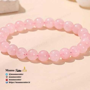دستبند سنگ رز کوارتز- Rose quartz